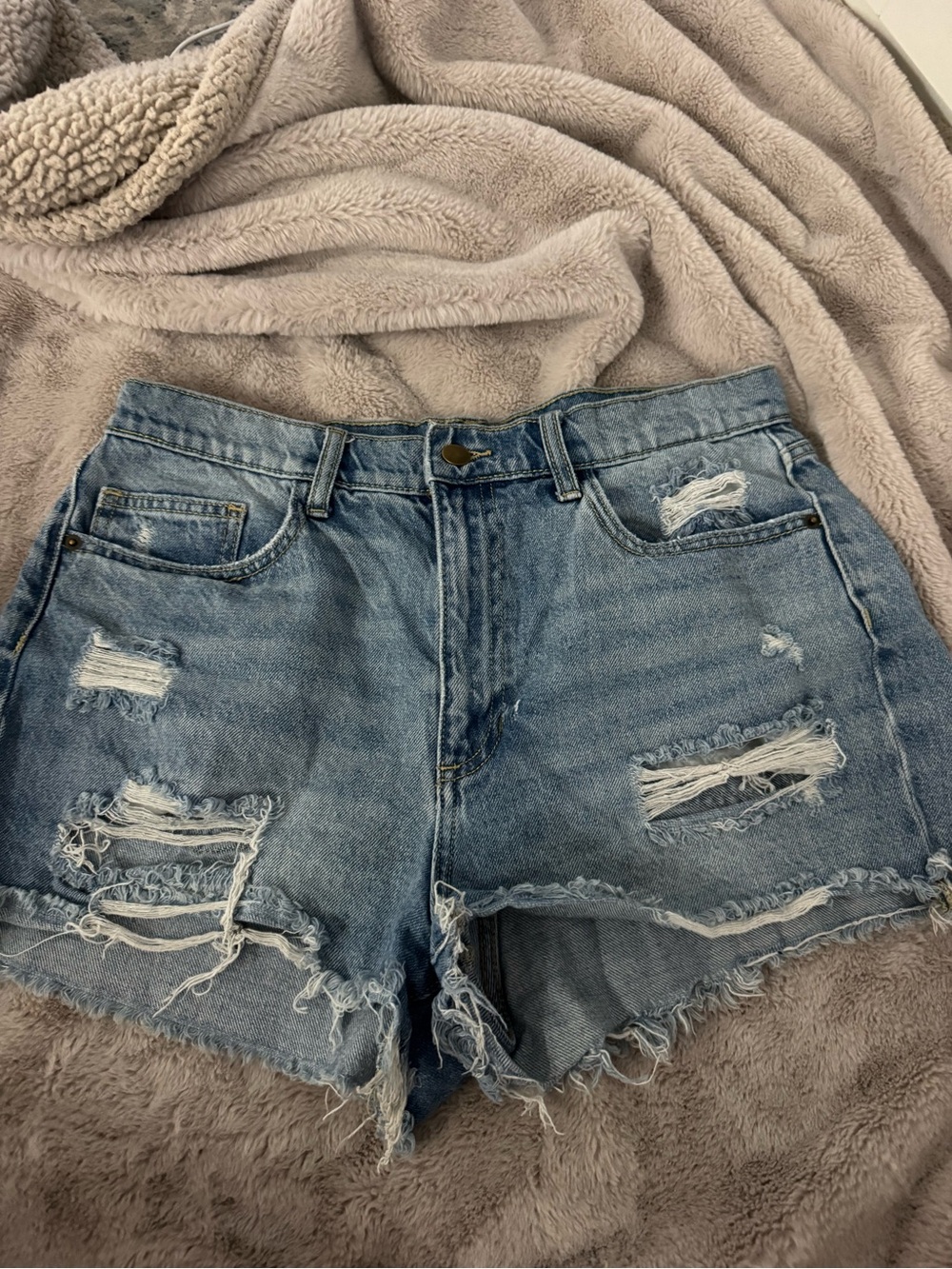 Altar'd State Light Blue Distressed Denim Cutoff Shorts